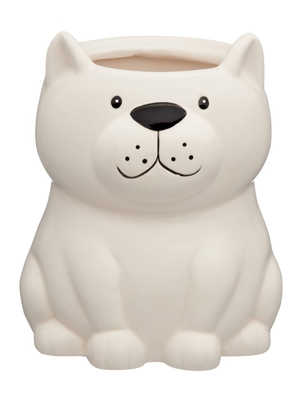 Cream Ceramic Dog Planter